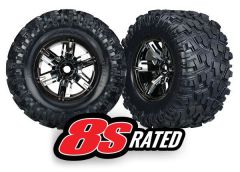 Traxxas 7772A X-Maxx 8S-Rated Tires Pre-Mounted - Black Chrome Wheels