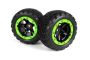 BlackZon Slyder ST Wheels/Tires Assembled (Black/Green)
