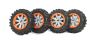 MadMax Belted Giant Grip Tyres, 8 Spoke Wheels Grey/Orange Full Set