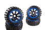 MadMax Big Digger Tires On Black 8 Spoke Buggy Rims -  Complete Wheel Kit - Blue Beadlocks