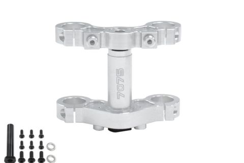 HDT CNC Alloy Triple Clamp Set Silver: Promoto-MX