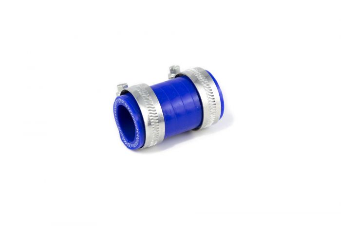 Blue 25mm Bore Exhaust Hose Coupling with Jubilee Style Clips