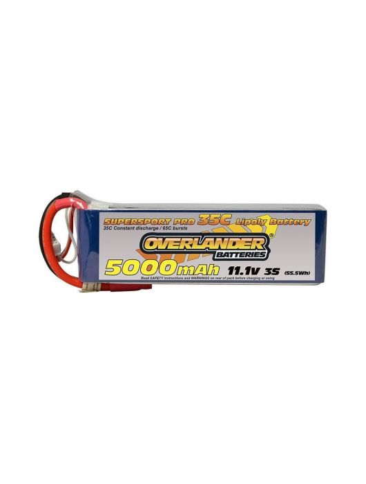 5000mAh 3S 11.1v 35C LiPo Battery - Overlander Supersport Pro Deans