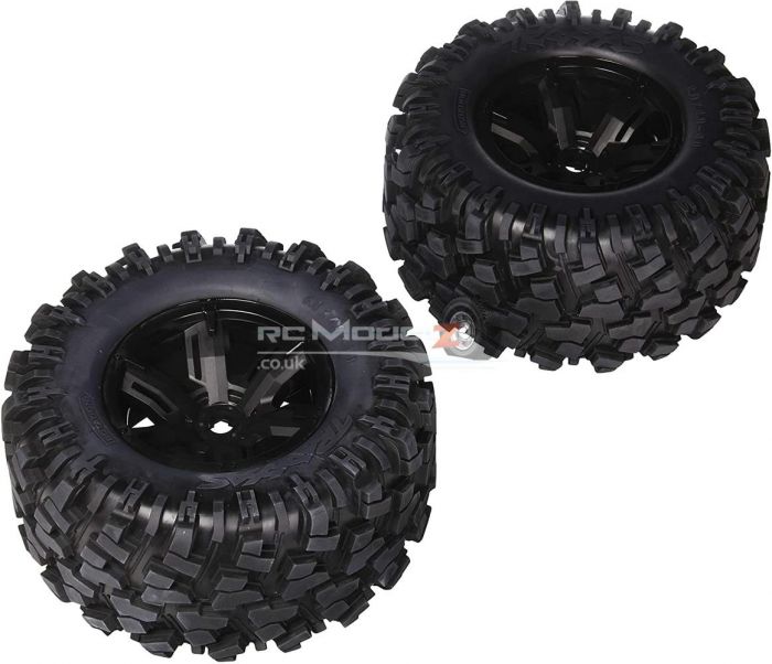 Traxxas Wheels, assembled, glued (X-Maxx black wheels, Maxx AT Tyres, foam inserts) (left & right) (2pcs)