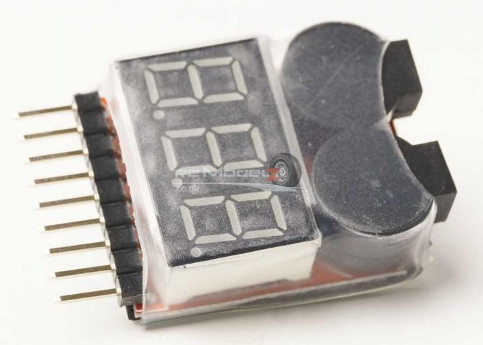 1-8S Lipo Battery Voltage Meter w Programmable Buzzer Alarm
