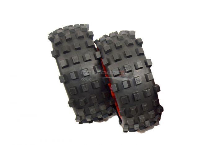 MadMax Belted Giant Grip Tyres, 8 Spoke Wheels Grey/Orange - 2pcs