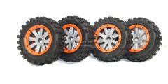 MadMax Belted Giant Grip Tyres, 8 Spoke Wheels Grey/Orange Full Set