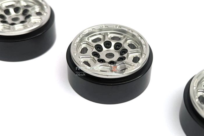 HDT Silver CNC Beadlock Wheels for TRX4M 31X13mm Brass Ring, Alu. F&R Covers