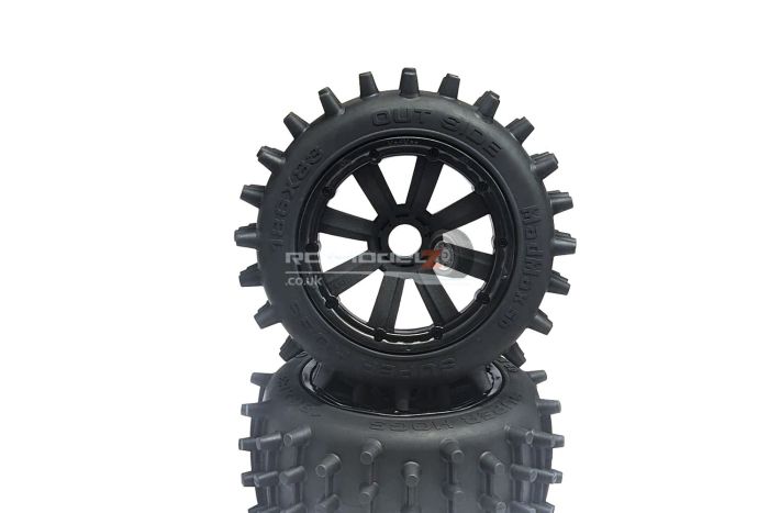 MadMax Super Hog Wheel Pair, Black 8 Spoke Wheel