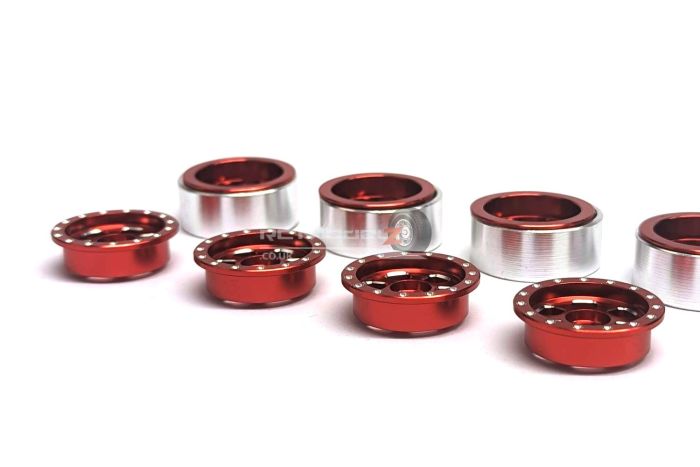 HDT Red CNC ALU. Beadlock Wheels for TRX4M 30X15mm
