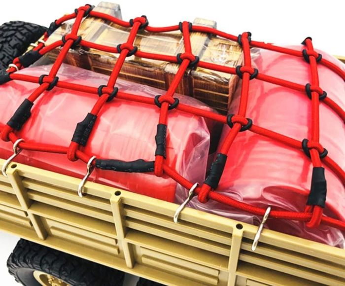 Red Elasticated Luggage Net W/Hooks