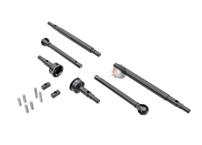 Traxxas Axle Shafts, front and rear (2)/ stub axles, front (2) (hardened steel)