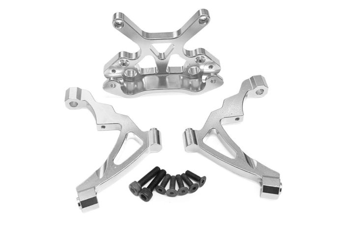 Rovan Baja CNC Alloy Front Shock Mount & Shock Towers Silver