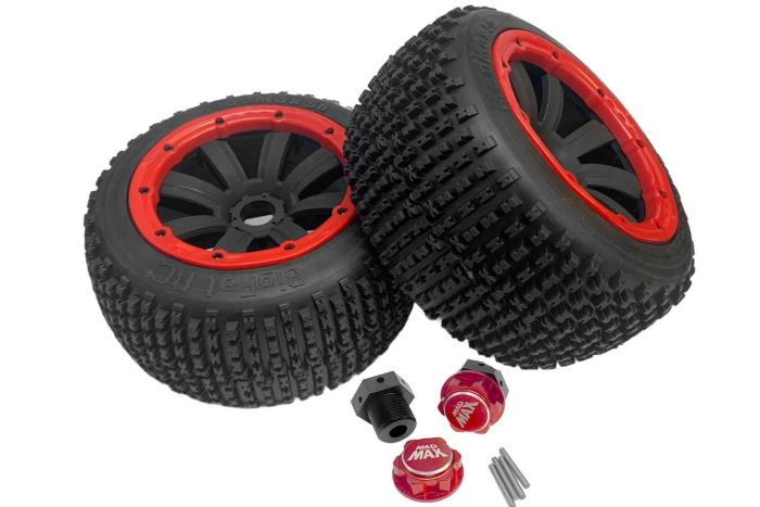 Madmax 1/8 Speed Buster Wheel & Adapter Rear Pair - Red