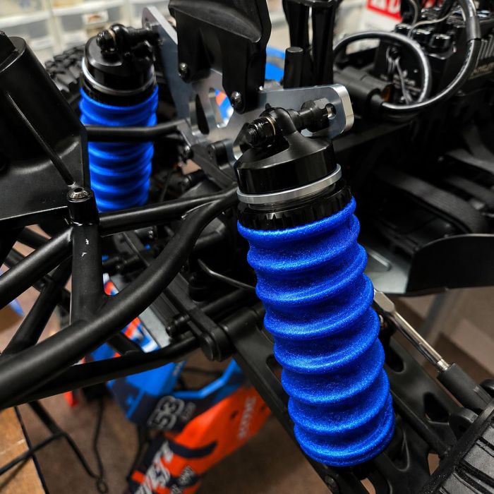 FullForce RC Metallic Blue Shock Boots (4) – Fits Losi 5IVE‑TE 3.0