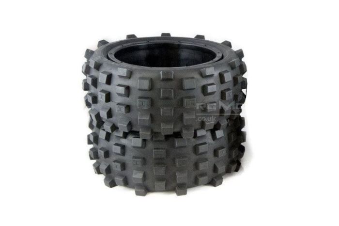 MadMax Belted Giant Grip Tyres, 8 Spoke Wheels Black/Black - 2pcs