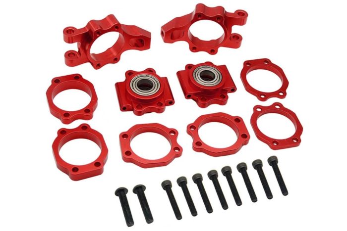 Rovan Baja CNC Alloy Rear Hub Bearing Carrier Set Red