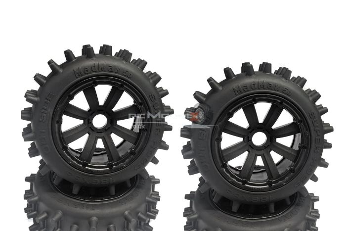 MadMax Super Hog Wheel Set, Black 8 Spoke Wheel