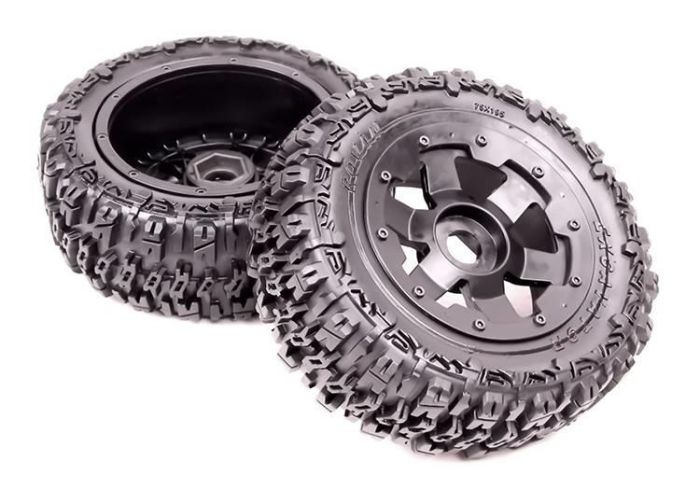 Excavator Truck Wheels Black Rims Rear Pair