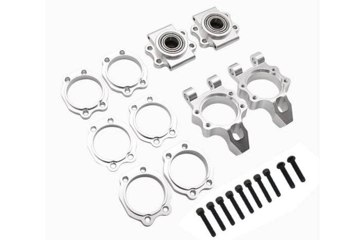 Rovan Baja CNC Alloy Rear Hub Bearing Carrier Set Silver