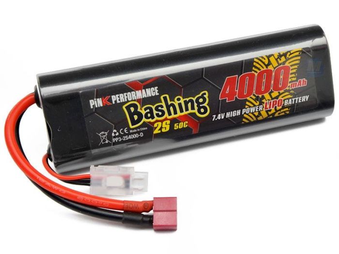 Pink Bashing LiPo 2S 7.4V 4000mAh 50C (Deans) Round