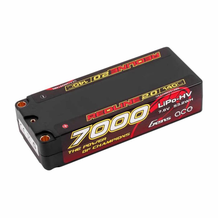 GensAce Redline 2.0 Mid Size Lipo Battery 2S HV 7.6V-140C-7000