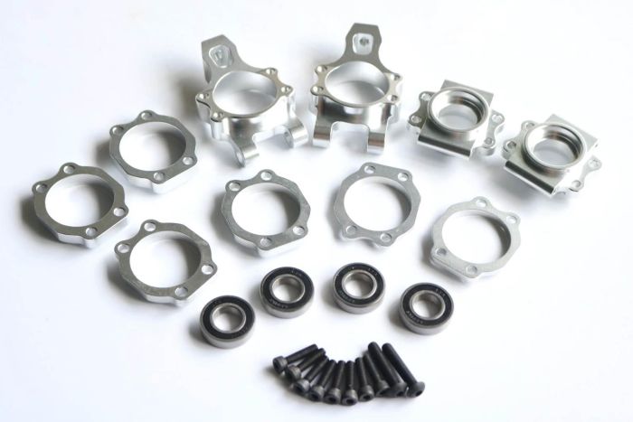 Rovan Baja CNC Alloy Rear Hub Bearing Carrier Set Silver