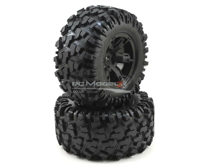 Traxxas Wheels, assembled, glued (X-Maxx black wheels, Maxx AT Tyres, foam inserts) (left & right) (2pcs)