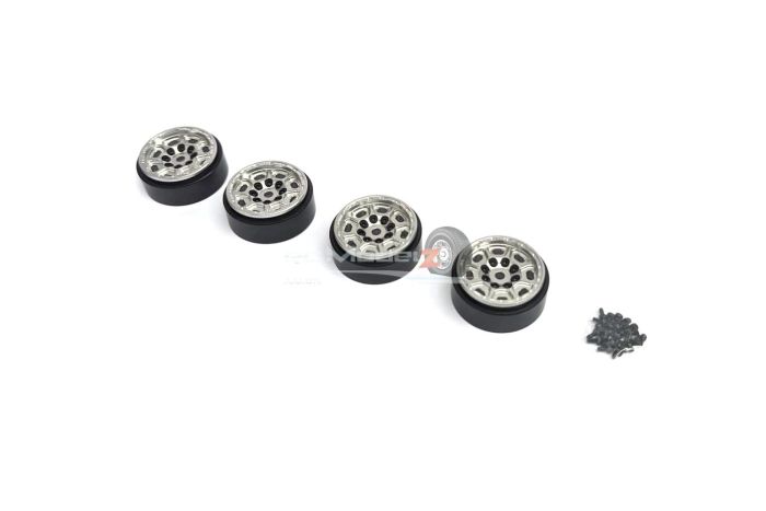 HDT Silver CNC Beadlock Wheels for TRX4M 31X13mm Brass Ring, Alu. F&R Covers