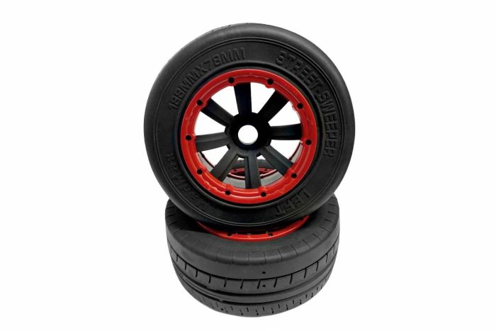 MadMax Belted Street Sweeper On-Road Wheel & Tyre Pair - Red