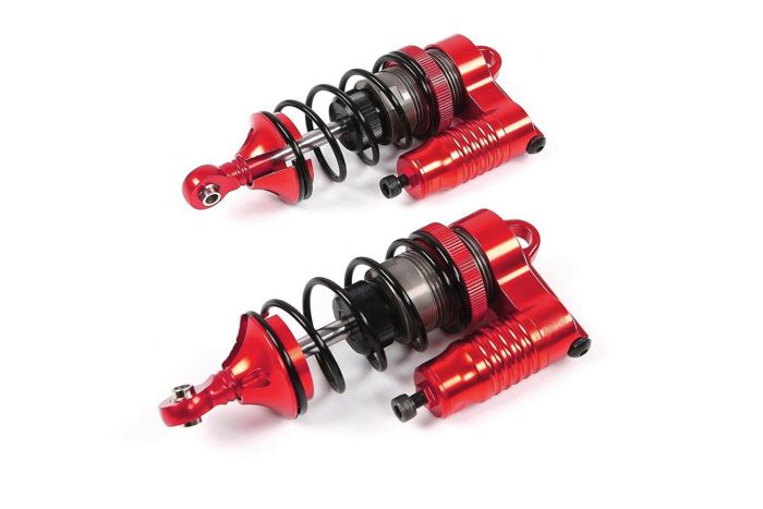 Rovan F5 CNC Alloy Adjustable Piggy Back Reservoir Shocks - Red