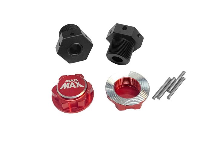 Madmax Alloy 1/8 Wheel Adaptor Pair Red (8mm Axle to 24mm hex)