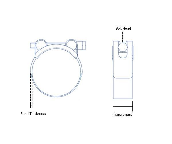 T Bolt Hose Clips - Zinc Plated x 2