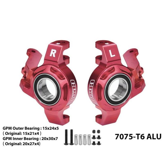 GPM 7075 Alloy Steering Knuckle (L/ Bearings) For YK7081 TB8 / YK8081 DF8 Red