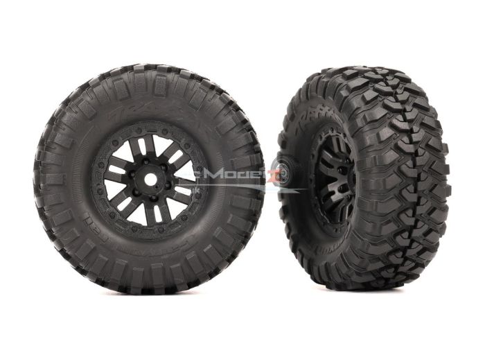 Traxxas Tyres & wheels, assembled (black 1.0in wheels, Canyon Trail 2.2x1.0in Tyres) (2)
