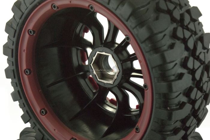 KM X2 Wheel Complete - Red beadlocks - Pair
