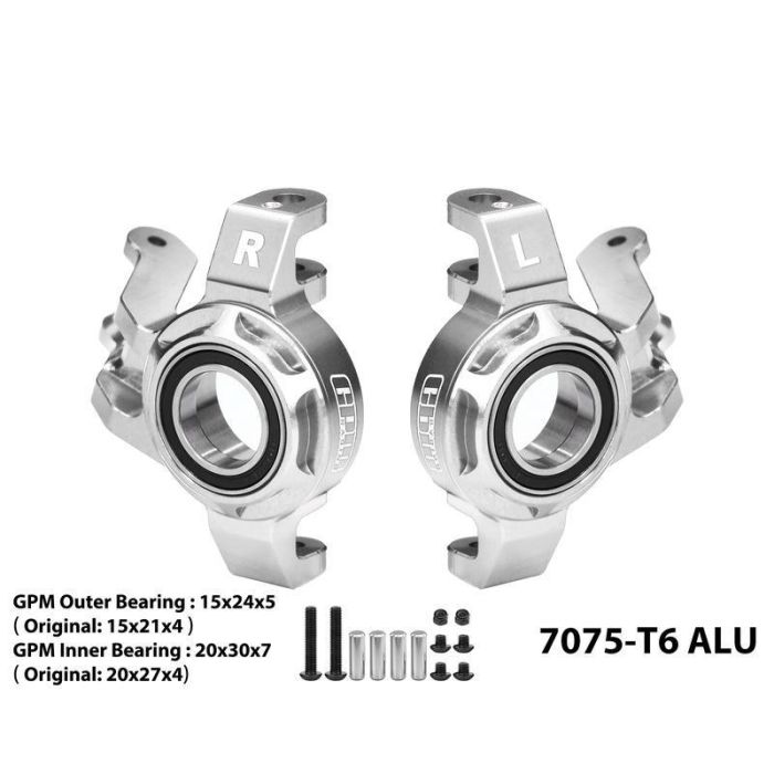 GPM 7075 Alloy Steering Knuckle (L/ Bearings) For YK7081 TB8 / YK8081 DF8 Silver