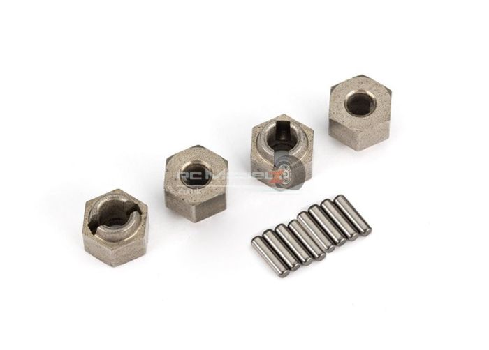 Traxxas Wheel hubs, 7mm hex (steel) (4)/ axle pins (4)