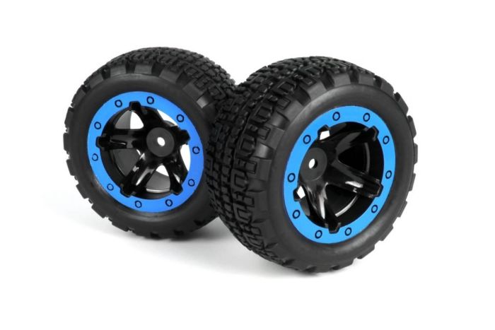 BlackZon Slyder ST Wheels/Tires Assembled (Black/Blue)
