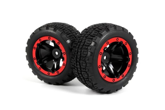 BlackZon Slyder ST Wheels/Tires Assembled (Black/Red)