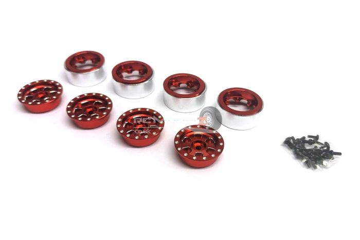 HDT Red CNC ALU. Beadlock Wheels for TRX4M 30X15mm