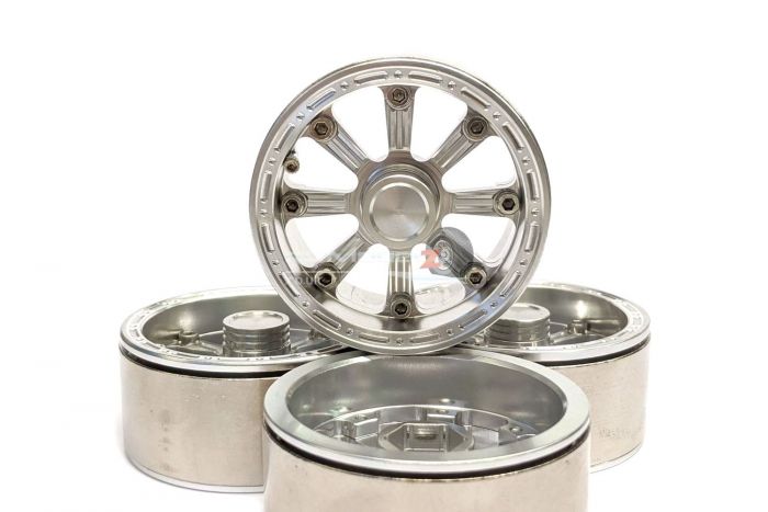 Atop Rc 1.9 Alloy 8 Spoke Beadlock Wheels Set Silver
