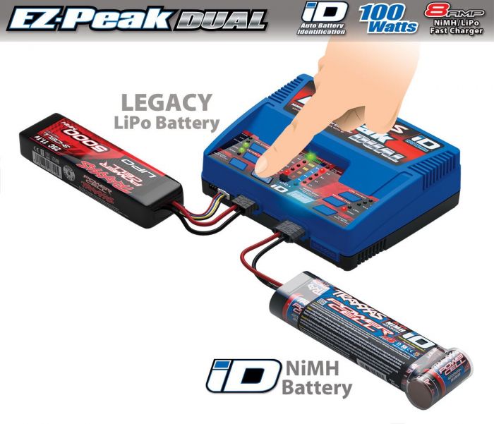 Traxxas EZ-Peak Dual 8 Amp 100 Watt NiMH/LiPo Charger with iD Auto Battery Identification