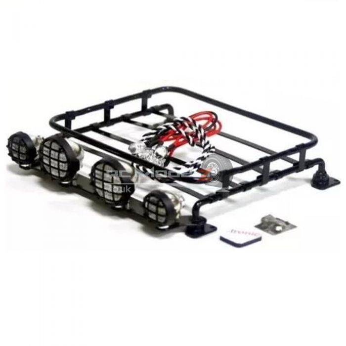 Roof Luggage Rack w/ LED Light Bar for 1/10th RC Crawlers