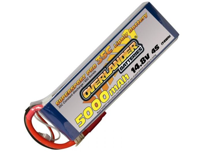 5000mAh 4S 14.8v 35C LiPo Battery - Overlander Supersport Pro