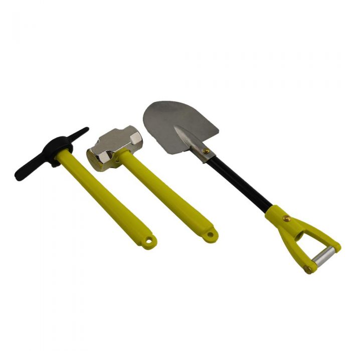 Metal Hammer Pickaxe & Shovel Set - Yellow for 1/10 RC Crawler