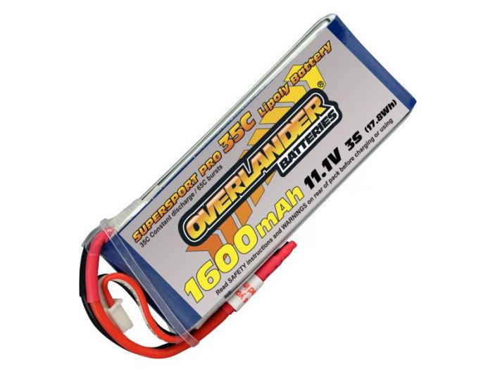 1600mAh 3S 11.1v 35C LiPo Battery - Overlander Supersport Pro