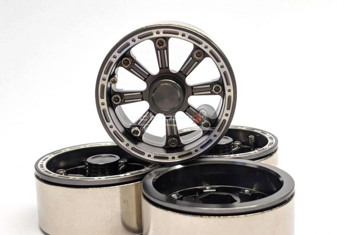 Atop Rc 1.9 Alloy 8 Spoke Beadlock Wheels Set Titanium