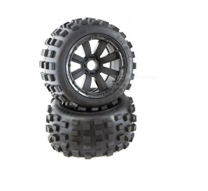 MadMax 8 Spoke Black Wheels with Black Beadlocks, Big Digger Tyres