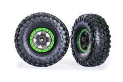 Traxxas TRX-4 Canyon Trail Tires & Green Beadlock Style Wheels (2)